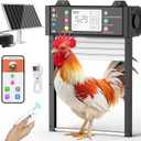 Automatic Chicken Coop Door, Solar Chicken Door with Tuya App, Door Status Detection, WiFi Reconnection, Auto Chicken Door with Light Sensor, Timer, Anti-Pinch, 4000 mAh USB Rechargeable