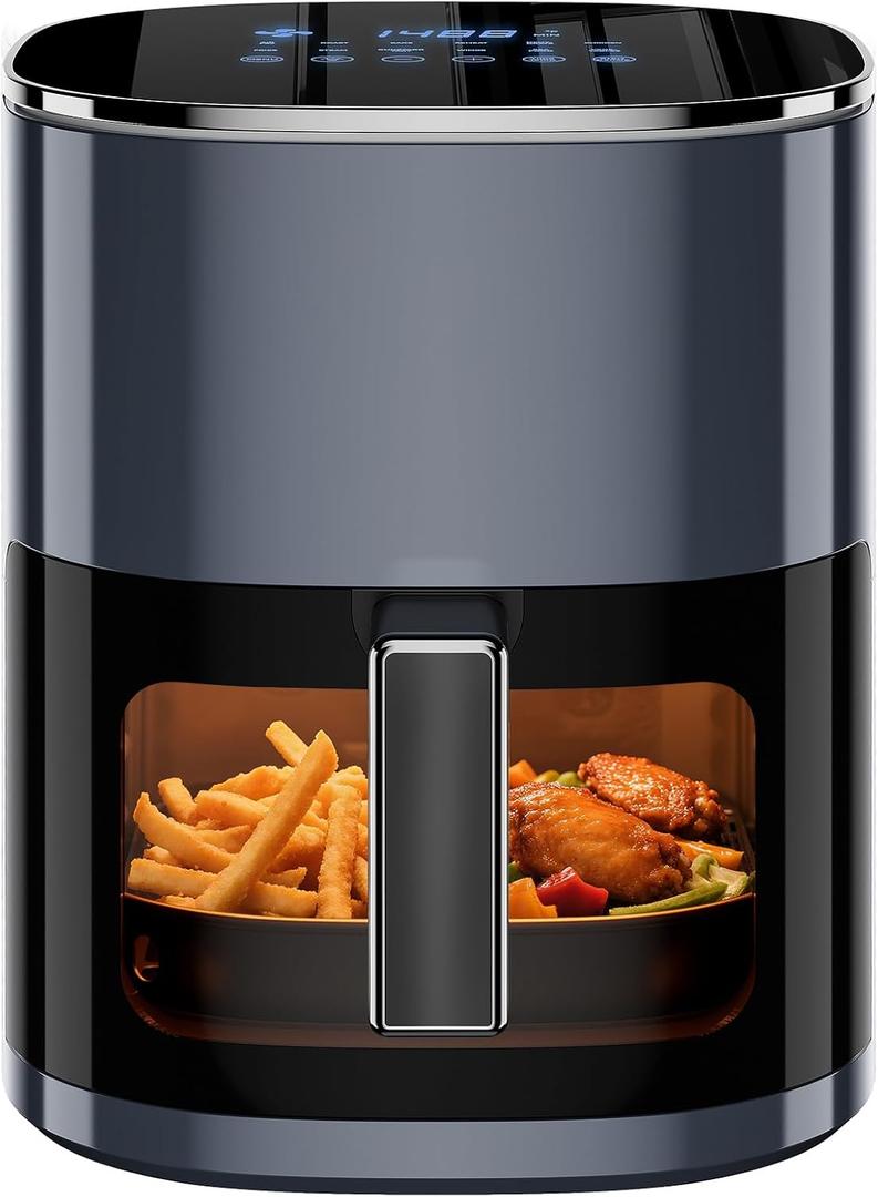 Simple Deluxe 12-in-1 Air Fryer 6.34 Qt, Digital Preset Airfryer with Visible Window, Nonstick and Dishwasher-Safe Basket, Air Fry, Roast, Bake, Dehydrate, Fries, 1700W, Gary