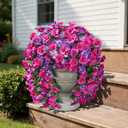 Fake Hibiscus Artificial Hanging Flowers Plants for Outdoors Decoration, 2pcs Silk Hibiscus Vines Realistic UV Resistant Purple Fuchsia Faux Flowers for Outside Planter Porch Patio Yard Home Party