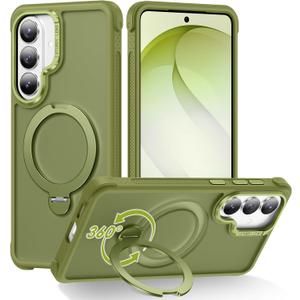 for Samsung Galaxy S26 Case with Magnetic Stand, Green | Crystal Clear Case,Rigorous Drop Protection, Great Grip Feeling, Slim Shockproof Phone Cover