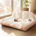HIPIPET Plush Cat Bed, Soft Cushion Design, Peach Color, Cozy Sleeping Spot for Cats (Pink, Large)