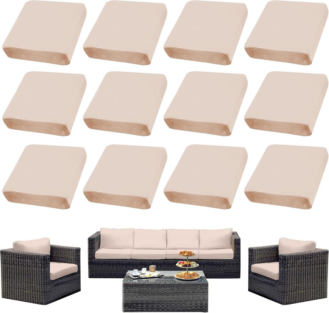 Outdoor Cushion Covers Set,12PCS Patio Furniture Couch Seat Slipcovers, Replacement for Sofa Sectional Chair(CoverOnly)