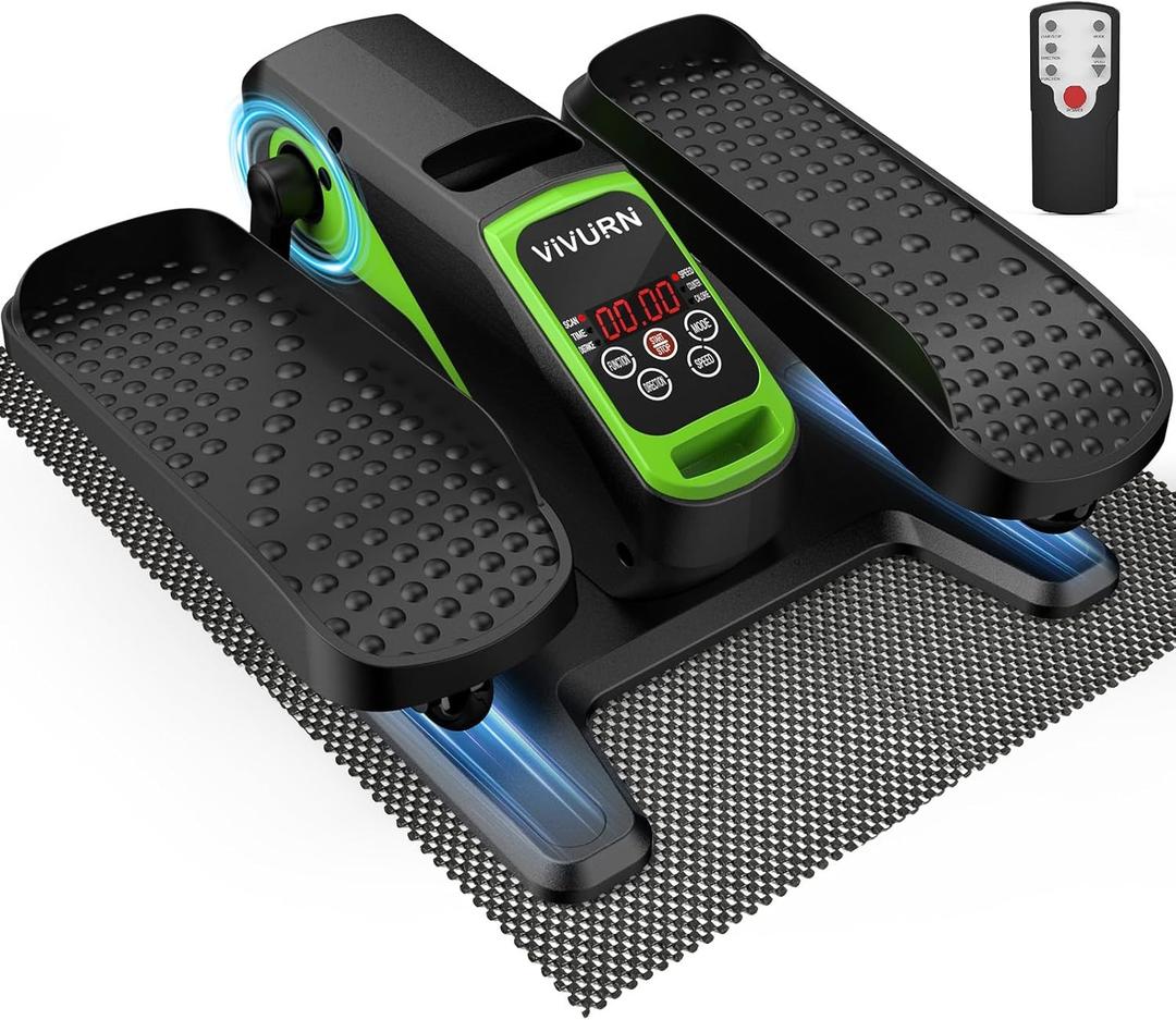 VIVURN-018 Under Desk Elliptical 12 Speed 5 Modes Mini Motorized Leg Exerciser While Sitting for Seniors As Seen on TV with Non-Slip Mat Quiet & Portable Electric Pedal Exerciser for Home and Office (Green)