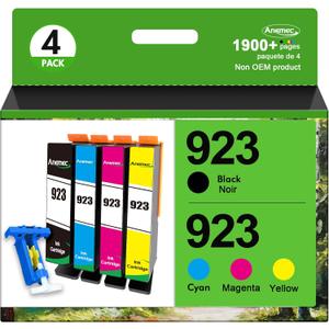 923 Ink Cartridges for HP Printers Compatible for HP 923 Ink Cartridges Work for HP OfficeJet Pro 8135e 8130e 8125e 8138e 8139e 8120e Ink Cartridges (4 Pack, Black Cyan Magenta Yellow) Without Chip