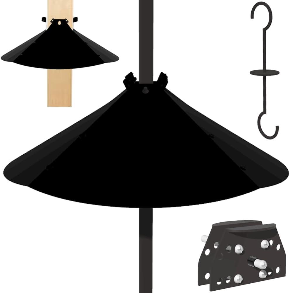 19 Inch Metal Squirrel BaffleAdjustable Opening Size Squirrel Baffle for Up to 4x4 Wide Wooden Post,Squirrel Baffle for Bird Feeders Without Removing Bird Feeder Poles Or Shepherd's Hooks
