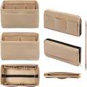 DailyPlus Purse Organizer Insert with Zipper Felt Bag Organizer for Tote Purse Beige Large