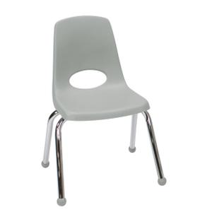 FDP 14" School Stack Chair,Stacking Student Seat with Chromed Steel Legs and Ball Glides For In-Home Learning or Classroom - Light Gray (1 pc), 10363-LG