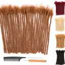 DAIXI 0.6cm Thickness #30 Brown 8 Inch 10 Strands 100% Real Human Hair Dreadlock Extensions for Man/Women Full Head Handmade Permanent loc Extensions Bundles Can Be Dyed Bleached Curled and Twisted