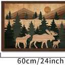 Visual Art Decor Large Cabin Decor Picture Bear Moose Deer Painting Pictures Framed Canvas Print Living Room Bedroom Office Wall Decor 24" Lx16 Hx3 Pieces