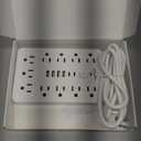 JouleLoom Power Strip Surge Protector with 8 Outlets, 4 USB and 2 USB C Ports, 5 Ft Extension Cord, Flat Plug, Wall Mount, Overload Protection Desk USB Charging Station for Home, Office（White）