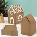 CIEOVO 50 Pcs Christmas Gingerbread Houses Kit, Christmas Cardboard Craft Gingerbread House Shaped Boxes Christmas Crafts DIY Build Gingerbread House for Holiday Arts Crafts Activity Party Favors