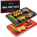AVIEUS Grill Prep and Serve Trays | Set of 2 Stackable, Melamine Trays | Serving Tray & Marinating Tray | Serving Platter for Plating Food & BBQ Prep Tub for Marinating Meats | Grill Accessories |