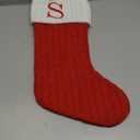 Christmas Stockings with Initials,20 Inches Large Knit Embroidered Letter Red White Christmas Stocking,Monogram Christmas Stocking for Famliy Holiday and Xmas Tree Fireplace (Letter S)