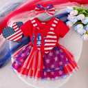4th of July Baby Girl Outfits Newborn Clothes Cute Romper Tulle Suspender Skirt Headband 3pcs Summer Set 0-18 Months