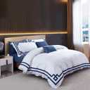 3 Pcs Do Not Include Filling Duvet Cover Set 100% Egyptian Cotton Sateen Luxury 400 TC (White Navy, California King)