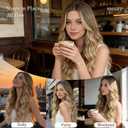HMHIFI Long Ombre Blonde Wigs for Women 26 inch Long Wavy Middle Part Wig Ombre Blonde Wigs Upgraded Protein Fiber Hair Replacement Wig Cosplay Costume Halloween Wig(26'' Brown Ombre Blonde)