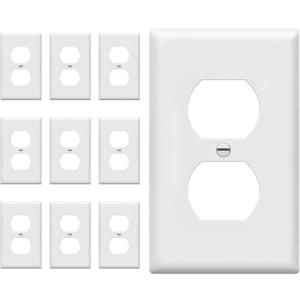 ENERLITES Duplex Wall Plates Kit, Electrical Outlet Covers, Standard Size 1-Gang 4.50" x 2.76", Unbreakable Polycarbonate Thermoplastic, Electric Receptacle Plug Covers, 8821-W-10PCS, White, 10 Pack