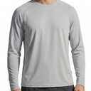 qualidyne Men's Sun Shirt Long Sleeve, 4-Way Stretch Quick Dry Lightweight Rash Guard for Fishing Running Hiking Grey