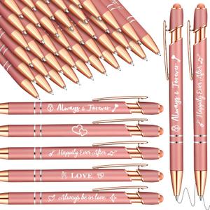 Kisston 36 Pcs Wedding Pens Bulk Bridal Shower Pens Favors Bachelorette 6 Styles Retractable Ballpoint Wedding Favors Supplies for Guest Game Office(Rose Gold)