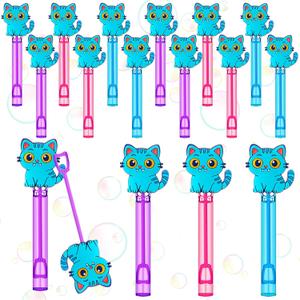 RoundFunny 24 Pcs Blue Cat Mini Bubble Wands Party Supplies Favors Decorations Kawaii Bubbles Sticks Wands for Fan Meeting Anime Theme Birthday Party Goodie Gift Bag Outdoor Activity
