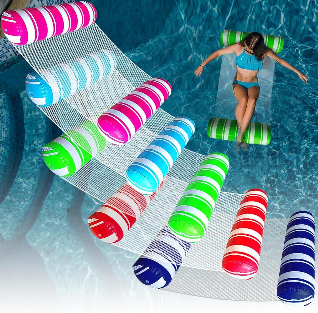 5 Pack Inflatable Pool Floats Adult Size Water Hammock,Hammock Floats for Adults,4-in-1 Multi-Purpose Pool Floating Toys,Pool Rafts Lounge Chairs Floaties,for Adults Vacation Fun and Rest (Blue & Green & Pink & Navy Blue & Burgundy)