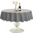 Softalker Round Tablecloth, Waterproof & Stain Resistant Table Cloth Wrinkle Free Fabric Washable 210GSM Polyester Table Cover for Dining/Party/Outdoor - 48 inch,Light Grey