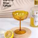 Ciaell 12PCS Plastic Martini Glasses - 10 Oz Amber Elegant Disposable Cocktail Glasses for Champagne Wine Wedding Party Anniversary Bar