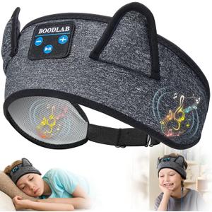 Kids Headband Headphones-Toddler Wireless Bluetooth Headphones with Safe Volume, Wired 3.5mm Jack, Adjustable Sleep Headband-for School/Airplane Travel/Tablet/Kindle, with Travel Bag - Boys & Girls
