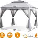 Patio Gazebo Outdoor Pop Up Gazebo with Curtains and Shelter for Patio, Party & Backyard (Grey, 11x11)