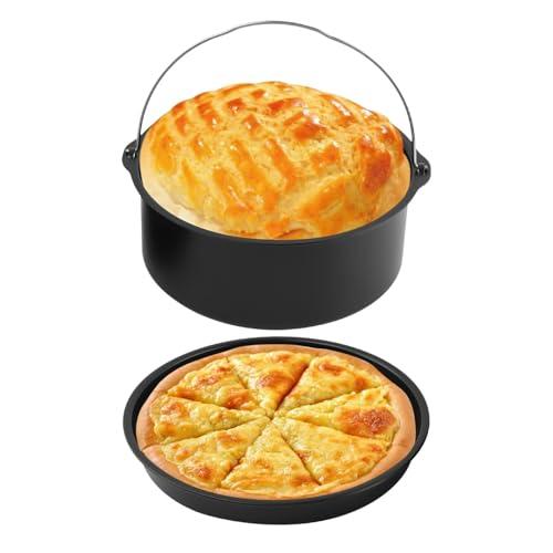 2Pcs/Set Air Fryer Accessories, Air Fryer Cake Barrel, Air Fryer Cake Pan, Steel Round Cake Cans Pizza Pan Deep Fryer Accessories Set for Gourmia, Baking Cake Barrel for Home
