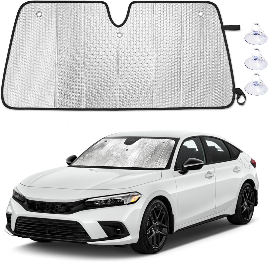 EcoNour Accordion Foldable Windshield Sun Shade Fit for Honda Civic 2022-2024 2025 2026 Sunshade, Front Car Window Shades Sun Visor, Blocks UV Rays & Heat, Car Accessories