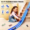 Flexible Race Track for Kids 15 ft Race Car Track Compatible with Hot Wheels and Diecast 1/64th Cars, Toys for 3 4 5 6 7 8 Year Old Boy Girl Flexible Car Tracks with 8 Small Race Cars for Kids