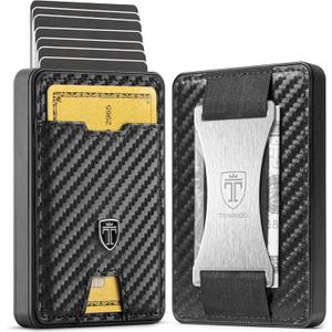 TRAVANDO Swype Slim Wallet for Men Metal RFID Blocking Mens Wallet Card Case (Without AirTag* Pocket) (Carbon)