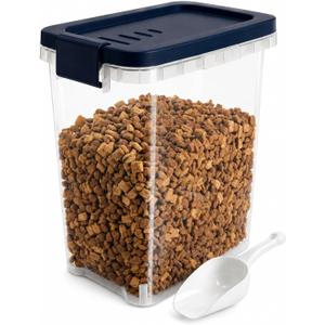5-10 Lbs Airtight Cat Dog Food Storage Container with Buckle-Lock Lid & Scoop - 8QT Compact Pet Food Container for Dog, Cat, Bird Seed, Chicken - Dry Food Storage Bin Container for Rice, Cereal, Flour