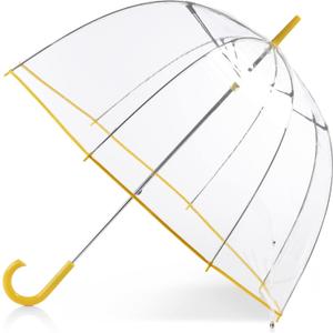 totes Adult Clear Bubble Umbrella with Dome Canopy and Lightweight Wind and Rain Protection (Lemonade)