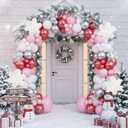 148PCS Pink Winter Balloon Arch Garland Kit with White Silver Red Snowflake Star Balloons for Winter Wonderland Girl Baby Shower, Baby Its Cold Outside Party, Christmas Decorations