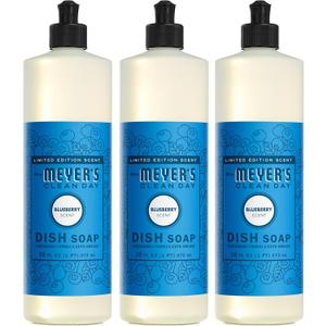 Mrs. MEYER'S CLEAN DAY Liquid Dish Soap, Blueberry Scent, 16 Ounce Bottles (Pack of 3)