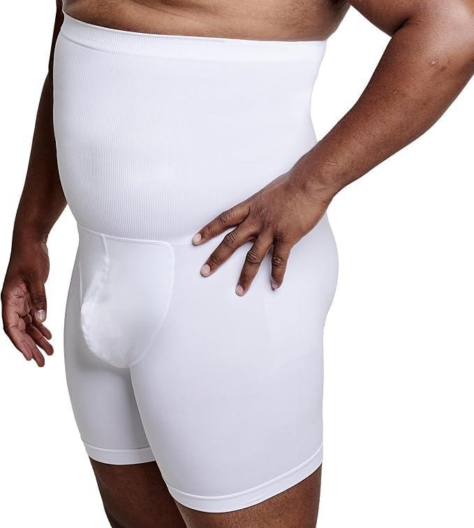 QORE LOGIQ Tummy Control Shapewear Compression Shorts, Waist Compression, Mens Shapewear Tummy Control, Girdles for Belly Fat & Shapewear for Men, White 4XL