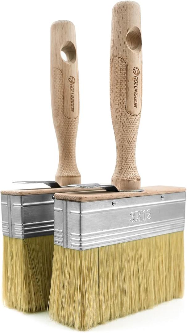 ROLLINGDOG 4.5 Inch Deck Stain Paint Brush - Limewash Paint Brush Large Deck Brush Applicator for Wall, Wood, Fence, Floor Painting(Pack of 2)