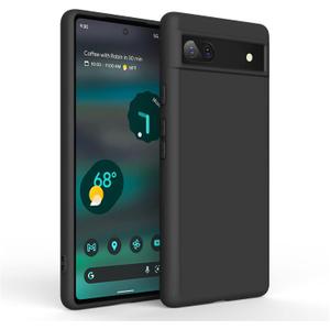 Vanjua Case for Google Pixel 6A (Only), Stylish Silicone Slim Full-Body Protective Phone Cover Compatible with Google Pixel 6A Case Black