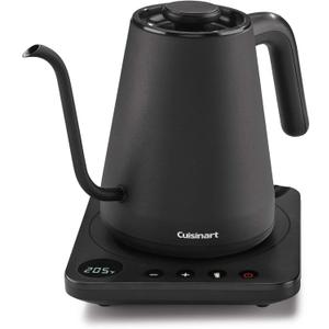 Cuisinart GK-1 Digital Goose Neck Kettle, Precision Gooseneck Spout Designed for Precise Pour Control that Holds 1-Liter, 1200-Watt Allows for Quick Heat Up, Stainless Steel,Black