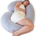 Pharmedoc Pregnancy Pillows, C-Shape Full Body Pillow  Jersey Cover Dark Grey  Pregnancy Pillows for Sleeping  Body Pillows for Adults, Maternity Pillow and Pregnancy Must Haves, New Mom Gifts (C-shape Dark Gray)