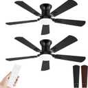 Fanbulous 2 Pack 42 Inch Ceiling Fans with Lights and Remote, Low Profile Indoor Black Ceiling Fan with 6 Speeds & 3CCT, Flush Mount, Dual-Finish 5 Blades, Quiet DC Motor for Living Room Bedroom