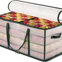 ZOBER Christmas Ornament Storage Box Plastic - Stores 128 3" Ornaments with Individual Trays - Ornament Organizer Storage Box, Durable Christmas Containers Holder - Green