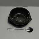 Korean Stone Pot Set with Tray and Stainless Steel Spoon, Ceramic Bowl for Bibimbap and Soup, No Lid (1100 ML (37 OZ))