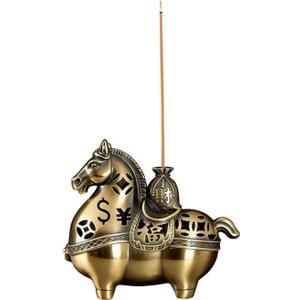 Gallop Toward Prosperity: Alloy Horse Incense Burner Holder-2-in-1 Stick & Coil Incense Tray,Feng Shui Home Decor for Meditation,Yoga,Office (Large)