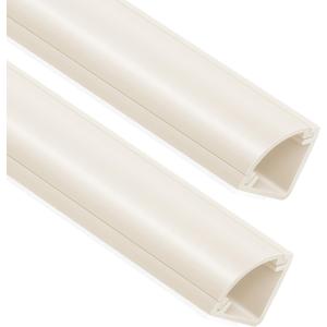 136in Corner Cable Concealer, Large Corner Cord Hider, Wire Covers for Cords, Paintable Cord Cover, Cable Management Channel Raceway for Wall, Floor Baseboard, Ceiling -8 XL 17 in Beige
