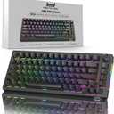 HINATSUSIKE H83 Pro 75 Percent Wireless Mechanical Keyboard for Gaming, Hot-Swappable with Knob, RGB Backlit, Pre-Lubed Cardamom Linear Switches, Side-Printed PBT Keycaps, 2.4G/BT5.0/USB-C Black