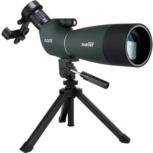 SVBONY SV28 Spotting Scopes with Tripod and Phone Adapter, Angled 25-75x70mm Spotter Scope, Waterproof Fogproof Spotting Scope with Desktop Tripod for Bird Watching, Target Shooting, Wildlife Viewing