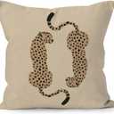 Trendy Retro Leopard Decorative Throw Pillow Cover, Leopard Cheetah Room Decor, Rustic Neutral Cheetah Wild Animals Pillow Covers for Home Room Bed Sofa Decor, 18x18 Inch